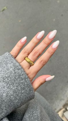 Milky nails #nails #nailsinspo #milkywhitenails #milkynails @emilybnz Almond Nail Milky White, Natural Almond Nails Milky White, Soft Milky White Nails, Pink Milky White Nails, Ivory White Nails, Soils Color Nails, Basic Almond Nails Designs, White Milky Almond Nails, Milk Colour Nails