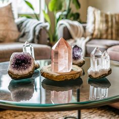 Best Crystals for Living Room Harmony: A Complete Guide Crystals In Living Room, How To Display Crystals And Stones In Your Home, Best Crystals For Each Room, Crystals For Office, Crystal For Work Desk, Crystals For Work Desk, Office Crystals, Healing Room Ideas, Rose Quartz Properties