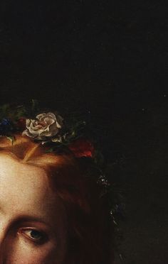 a painting of a woman with flowers in her hair