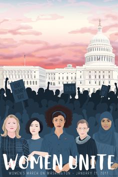 women in the united states poster for march on washington's national mall, with the capitol building in the background