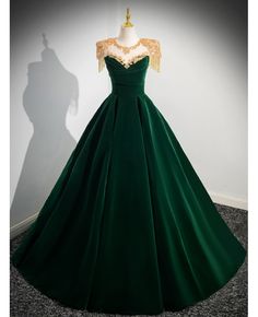 Get 10% off now! Buy simple dark green long velvet formal dress with gold beading shoulders at cheap price online. Free stable shipping and pro custom service since 2009. Embellished Velvet Prom Evening Dress, Gold Velvet Evening Dress, Green Velvet Evening Dress For Party, Green Velvet Formal Evening Dress, Elegant Green Velvet Evening Dress, Prom Dress Dark Green, Prom Dress Dark, Velvet Formal Dress, Green Evening Gowns