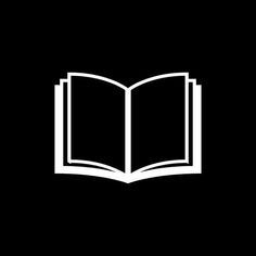 an open book on a black background with white lines in the shape of a rectangle