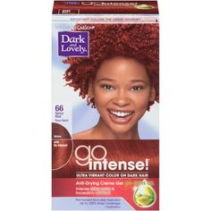 Description: Our 1st Hi-Impact, Hi-Care Color for Women of Color - Specifically designed with you in mind: Ultra-conditioning color infused with Olive Oil. Nourishes with moisture as it colors for ultra smooth, shiny, soft hair. Delivers superior color vibrancy to lift even the darkest shades. Made to compliment your skin tone. Size: 1 EA.  Color: Red. Dark And Lovely Hair Dye, Maroon Hair Dye, Natural Crochet Hair, Boxed Hair Color, Dark And Lovely, Dyed Red Hair, Permanent Hair Dye, Bright Blonde, Big Chop