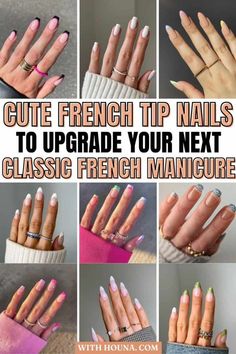 French Nails Manicure, Cute French Tip Nails, Classic French Nails, Cute French Tip, Fun French Manicure, Colored French Nails, French Nails Design, Gel French Tips, Ongles Gel French