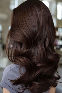 Perfect Chocolate Brown Hair, Hair Dye Chocolate Brown, Brown Hair Single Color, Dark Chocolate Mocha Hair Color, Chocolate Brown Hair Colour Ideas, Chocolate Long Bob, Brown Hair Colors Solid, Chocolate Dark Hair, Solid Chocolate Brown Hair Color