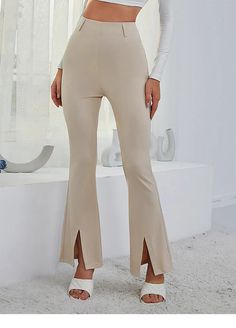 Modern High-Rise Split Trousers - Unleash Your Style Introducing the Modern High-Rise Split Trousers, a quintessential piece that marries timeless elegance with contemporary style. Designed for the fashion-forward woman, these trousers are a versatile staple that promises to elevate any wardrobe. Perfect for creating polished work outfits, laid-back weekend styles, or eye-catching party ensembles, these high waist pants are crafted to offer both comfort and chic sophistication. Whether you're dressing for a busy day at the office, a relaxed weekend, or a casual evening event, these trousers ensure you step out in style without sacrificing comfort. Embrace the blend of high-quality fabric, stylish detailing, and a flattering fit that these trousers provide, making them a must-have in any mo Split Pants, Weave Style, Style Retro, Primavera Estate, Summer Wear, Flare Pants, High Waisted Pants, Bell Bottoms, Spring Summer Fashion