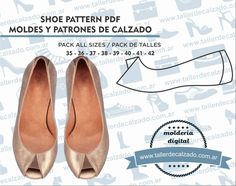 a pair of shoes that are on top of a white and blue background with the words, shoe pattern pdf molds y patrones de calzado