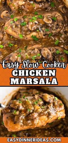 easy slow cooker chicken marsala with mushrooms and parsley