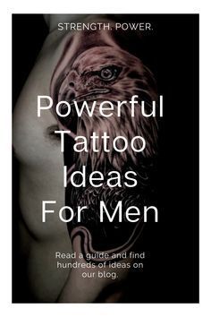 the book cover for powerful tattoo ideas for men, with an eagle on its chest