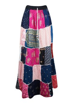 This Womens Beach Maxi Skirt features stunning shades of pink, patchwork designs and a retro, festive hippie vibe. Made with breathable, comfortable rayon fabric, this skirt boasts a mix of patterns including abstract, solid, striped, and floral prints. The vertical panels are highlighted by a wide "dori" running from the waist to the hem, adding a charming and versatile touch. Available in S/M, this skirt is a must-have for any woman who loves fashion. Fabric:- Rayon Measurements: Length 40 inc Pink Cotton Patchwork Skirt, Spring Pink Patchwork Skirt, Hippie Style Tiered Patchwork Skirt, Hippie Patchwork Maxi Skirt, Hippie Long Skirt With Patchwork, Bohemian Tiered Skirt Bottoms With Patchwork, Multicolor Patchwork Tiered Skirt Bottoms, Hippie Long Patchwork Skirt, Bohemian Tiered Skirt With Patchwork