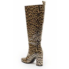 Indulge in the fusion of casual comfort and glamorous allure with this leopard print leather knee high boot, complete with a wrapped block heel.,  Details & Fit  Fit is True to size Color: Leopard Detail: Round toe, SIde Slip on. Heel measures approximately 3.5 inches Shaft 5 inches Calf circumference Top "17- Mid "15.5 4mm Padded Insole leather upper  and leather lining, Manmade sole Available in half sizes, available in sizes 5.5-11 imported Flat Heel Boots, Flat Wedges, Knee High Leather Boots, Kids Boots, Platform Boots, Printed Leather, Platform Heels, Wedge Heels, Sales Gifts