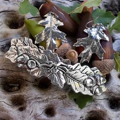 One of our most popular and long standing jewelry sets, our Oak Leaf earring and hair clip set is sure to please. They make a lovely gift. Oak Leaf Earrings and Hair Clip. Oak Leaf Jewelry, Oak Leaf Earrings, Leaf Earring, Set Earrings, Acanthus Leaf, Leaf Jewelry, Oak Leaf, Waxed Canvas, Leaf Earrings