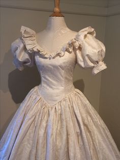 Victorian Elegance, Vintage Victorian Dress With Ruffles For Debutante Ball, Victorian Vintage Dress With Ruffles, Simple Princess Dress, 1800s Wedding Dress, 1800 Dresses, White Victorian Ruffle Dresses, Victorian Dress Gown, Victorian Vintage White Dress With Ruffles