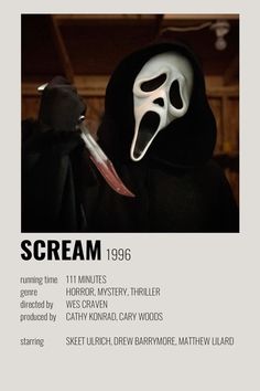 a movie poster with a person wearing a mask and holding a knife in their hand