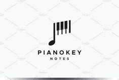 the logo for piano notes is designed in black and white