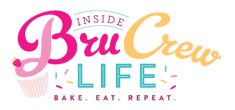 inside bru crew life logo with cupcake and sprinkles on it