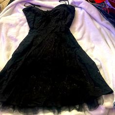 It Was Gifted To Me And Never Worn. No Tags. Spaghetti Straps And Tie Belt. Gothic Hoco Dresses, Black Lace Dress, Lace Dress Black, Hm Dress, Hoco Dresses, Black Lace, Spaghetti Strap, Lace Dress, Colorful Dresses