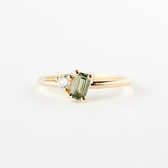 Green Saphire Rings, Engagement Rings Asymmetrical, Asymmetric Engagement Ring, Diamond And Emerald Engagement Ring, Asymmetrical Engagement Ring, Asymmetrical Ring, Teal Sapphire Engagement Ring, White Diamond Rings, Dainty Engagement Rings