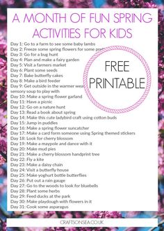 the free printable spring activities for kids to do on mother's day, including flowers