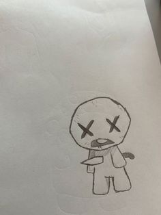 a drawing of a cartoon character with cross marks on it's face and chest