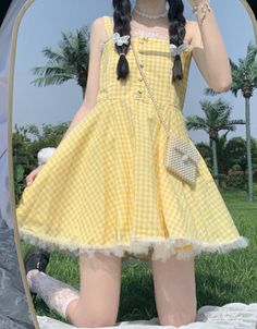 🌞 Step into Sunshine with Our Yellow Plaid Picnic Dress! 🌼👗 🌼 Cheerful and Chic: Our Yellow Plaid Picnic Dress is designed for those who appreciate the brightness of sunshine and want to radiate style effortlessly. Ideal for individuals who love to blend a touch of happiness with fashion. ✨ Superior Quality: Crafted with precision to ensure top-notch quality and style. This dress is designed to keep you looking both joyful and confident, whether you're out for a picnic or a casual outing. 💫 Plaid Slip Dress, Y2k Party Outfit, Yellow Plaid Dress, Cute Mini Dresses, Fairycore Dress, Dresses Yellow, Cute Short Dresses, Japanese Sweet, Baby Tees Y2k