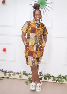 African Print Dress, Colorful African Ankara Evening Short Dress with Pockets this beautifully crafted classy, easy-to-wear ankara dress is made with 100% cotton African wax print floral fabric. it is suitable for both formal and informal occasions. Features: - 100% Handmade dress - Fitted with zipper at the back - Short sleeve - Pockets - Knee-length - Length of the dress on the model is 38inches Buyers can request customization if the measurement is different from the standard.  Production takes 3-5 business days and delivery takes 3-5 business days to most countries of the world. Standard Size Measurements are as follows: Size chart UK 4, US 0 Bust: 30 Waist: 22.5 Hip: 32.5 UK 6, US 2 Bust: 33 Waist: 25.5 Hip: 35 UK 8, US 4 Bust: 34 Waist: 26.5 Hip: 36 UK 10, US 6 Bust: 36 Waist: 28.5 H Fitted Knee-length Dress With Batik Print, Dress African Print, Dress African, African Ankara, Evening Dresses Short, Handmade Dress, African Print Dress, Ankara Dress, African Wax Print