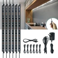 six led strip lights with power cord and charger for kitchen counter top or wall