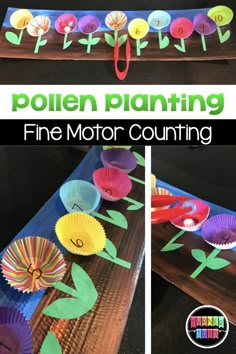 an activity for children to do with paper cups and flowers on the table is called pollen planting