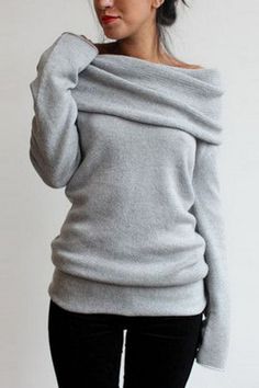 Heathered Turtleneck Off-the-Shoulder Knit Sweater Weekend Mode, Quoi Porter, Women Sweater, Cozy Sweater, Pullover Shirt, Cowl Neck Sweater, Looks Style, Mode Inspiration, Outfit Casual