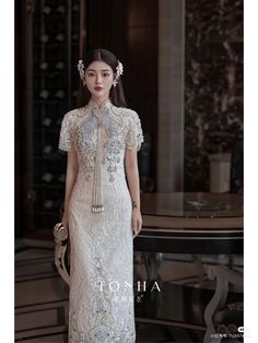 Qipao Aesthetic, Qipao Gown, Tea Ceremony Dress, Traditional Asian Dress, Chinese Wedding Dress, Chinese Style Dress, Elegant Outfit Classy