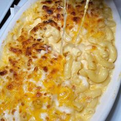 a white plate topped with macaroni and cheese