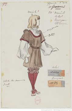 a drawing of a woman's dress from the early 1800's, with some writing on it