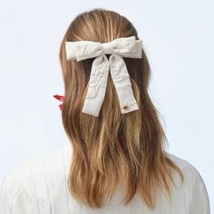 IVORY LILY JACQUARD ANTOINETTE BOW BARRETTE - Lele Sadoughi Bow Barrette, Trademark Logo, Cloth Pouch, Comfortable Headbands, Hair Jewels, Ribbon Headbands, Lele Sadoughi, A Pony, Bow Jewelry