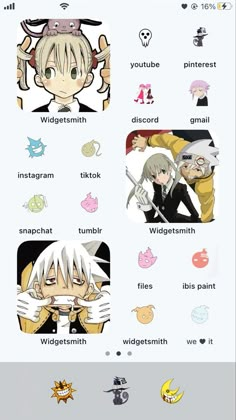 anime characters with different expressions on them