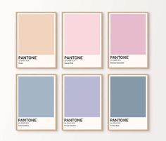 four different shades of pink, blue and beige in the same color scheme for pantone