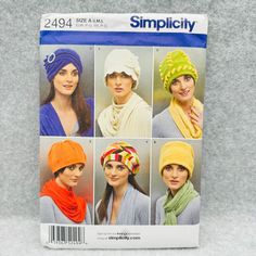 an image of a magazine cover with hats and scarves on the front, featuring four women's headscarves in different colors