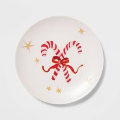 a plate decorated with candy canes and stars