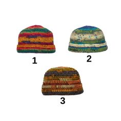 three different hats are shown with numbers on them