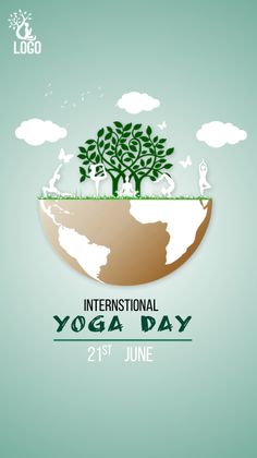 the international yoga day poster with an image of a tree on top of a globe