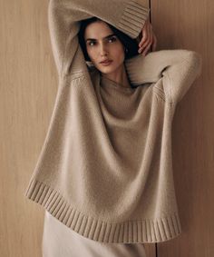 Cashmere Amelia Crewneck Warm Sand Oversized and luxuriously soft, this 100% cashmere knit features a chainette yarn that gives this sweater a chunky yet lightweight look. With a straight body, this knit looks great over a fluid bottom like the Pleated Skirt or Demi Pant—or the Relaxed Army Pant for a dressed-down take. | Jenni Kayne Women's Cashmere Amelia Crewneck Top Size Small Bright Outfits, Dresses Date Night, Army Pants, Indoor Photography, Tan Woman, Fall 24, Cashmere Sweater Women, Jenni Kayne, Womens Cashmere