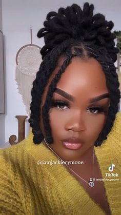 My pictures are viral everywhereeee🥹🤍 follow me! Formal Locks Hairstyles, Faux Loc Ponytail Styles Dreadlocks, Petal Dreads Hairstyle, Loc Styles With Dress, Lock Styles For Women Dreadlocks Updo, How To Style Dred Lock, Loc Styles For Dinner, Summer Dreads Hairstyles, Short Locs Hairstyles For Wedding