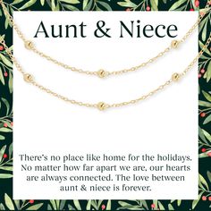 Aunts can be like second moms to their nieces. Share a meaningful message and symbolic jewelry that represents your deep bond. Aunt And Niece, Aunt Niece, Two Dots, Symbolic Jewelry, Meaningful Messages, Christmas Bracelet, No Code, Chain Extenders, Gold Plated Bracelets