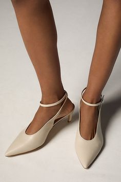 Leather upper, insole, sole Buckle styling Imported | Ankle-Wrap Kitten Heels by Anthropologie in Beige, Women's, Size: 8, Leather Anthropologie Shoes, Shoes Heels Wedges, Ankle Wrap, Heels & Wedges, 50 Fashion, Bridal Shoes, Shoe Sale, Shoe Shop, Kitten Heels