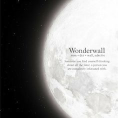 the words wonderwall are written in white on a black background, with a full moon behind it