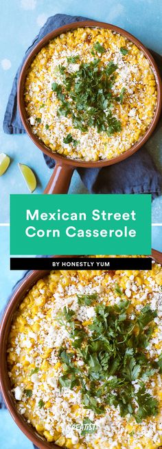 mexican street corn casserole with cilantro and parsley