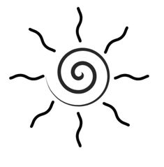 the sun with a spiral design on it