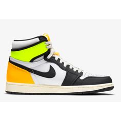 Elevate Your Sneaker Game With The Nike Air Jordan 1 Retro High Og In White, Black, And Volt Gold, Size 14. These Bold Sneakers Blend Classic Jordan 1 Styling With A Modern Twist, Featuring A Clean White Leather Upper Contrasted By Black Overlays And Vibrant Volt And Gold Accents. The Unique Color-Blocking Gives These Kicks A Standout Look, Perfect For Making A Statement Both On And Off The Court. Clean White Leather, Nike Air Jordan 1 Retro, Nike Air Jordan Retro, Air Jordan Retro, Air Jordan 1 Retro High Og, Air Jordan 1 Retro High, Sneaker Games, Nike Air Jordan 1, Air Jordan 1 Retro