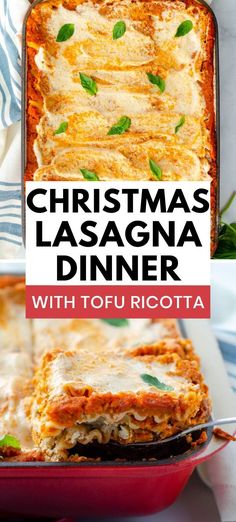 christmas lasagna dinner with tofu ricotta