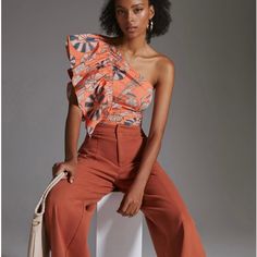 Combining Feminine Details With Timeless Silhouettes,Letme Be’s Dreamy Collection Is Crafted From The Finest Of Fabric And Embellished With Handcrafted Beadwork And Embroidery. Side Zip Cotton Made In India Chic Orange Cotton Blouse, Trendy Orange Cotton Blouse, Orange Cotton Blouse For Day Out, Chic Orange Blouse For Spring, Chic Orange Tops For Workwear, Trendy Burnt Orange Tops For Spring, Chic Orange Tops For Work, Fitted Orange Tops For Work, Chic Orange Party Blouse