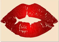 a red lipstick with the shape of a fish on it's lip and bottom